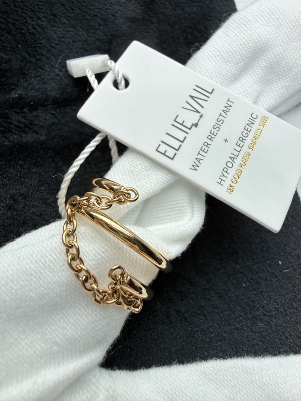 Ellie Vail Gold Chain Angelina Double Band Ring 18k Gold Adjustable size 7